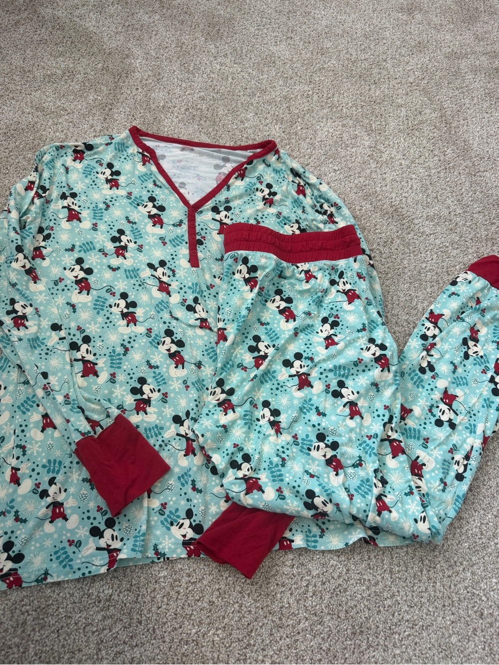 Little Sleepies Women's Pajama Set Mickey Winter Wonderland